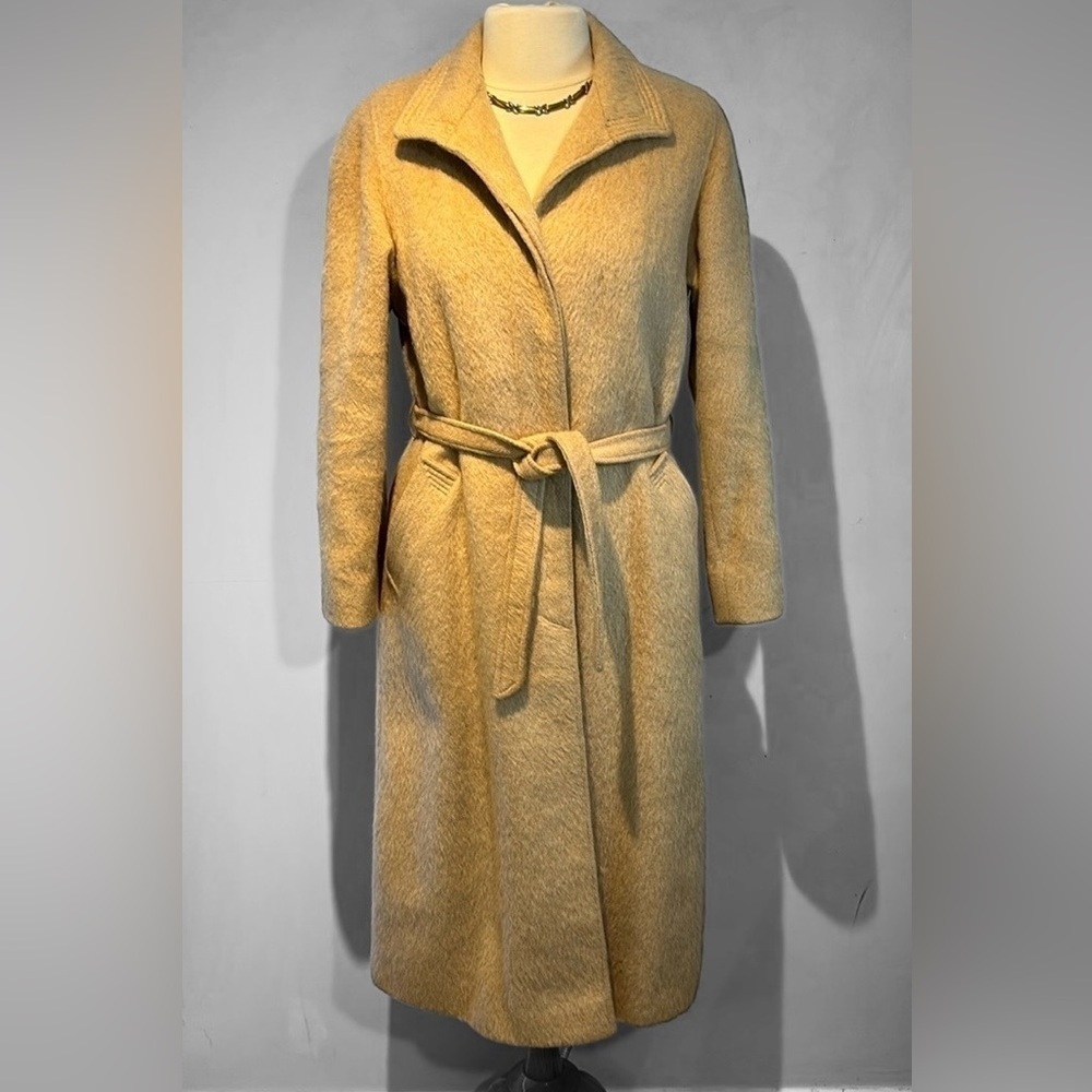 Vintage Camel Mohair Long Belted Coat – Small